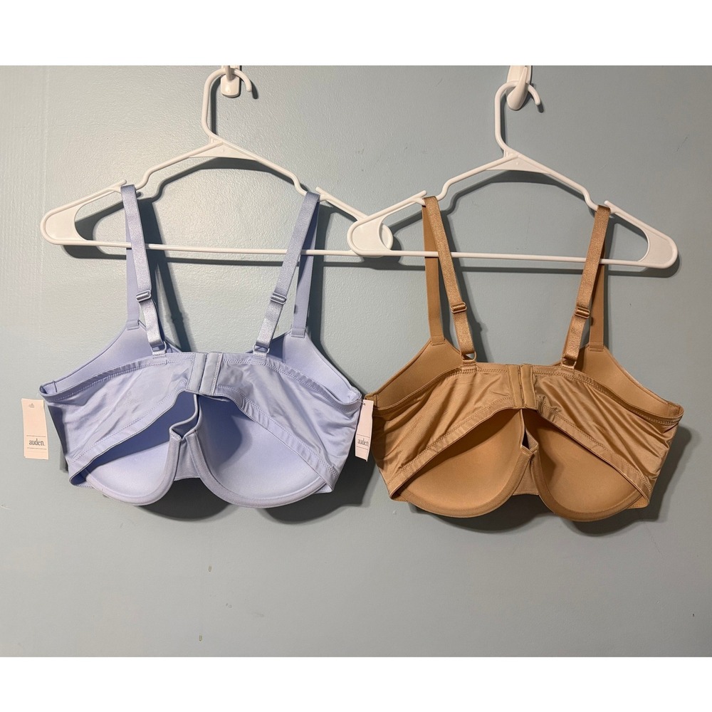 Auden Womens Push-Up Demi Bra 2 Pack Blue Tan Underwire 38DDD NWT 2548 - Picture 2 of 5